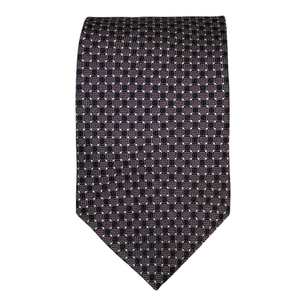 Nautica Silk Tie Mens Blue Geometric Pattern Classic Necktie Made In Costa Rica